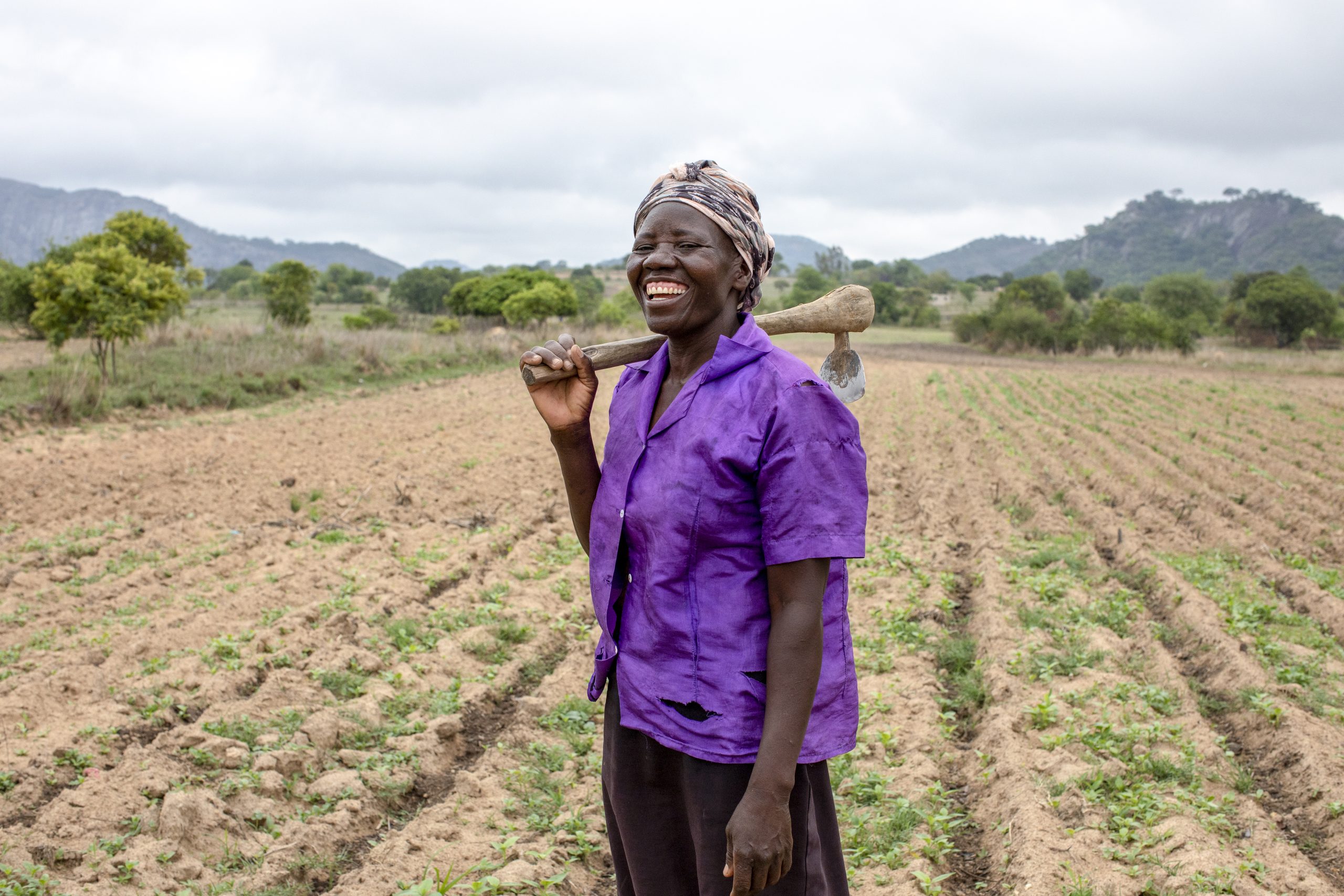 Zimbabwe. Margret (52) in her field